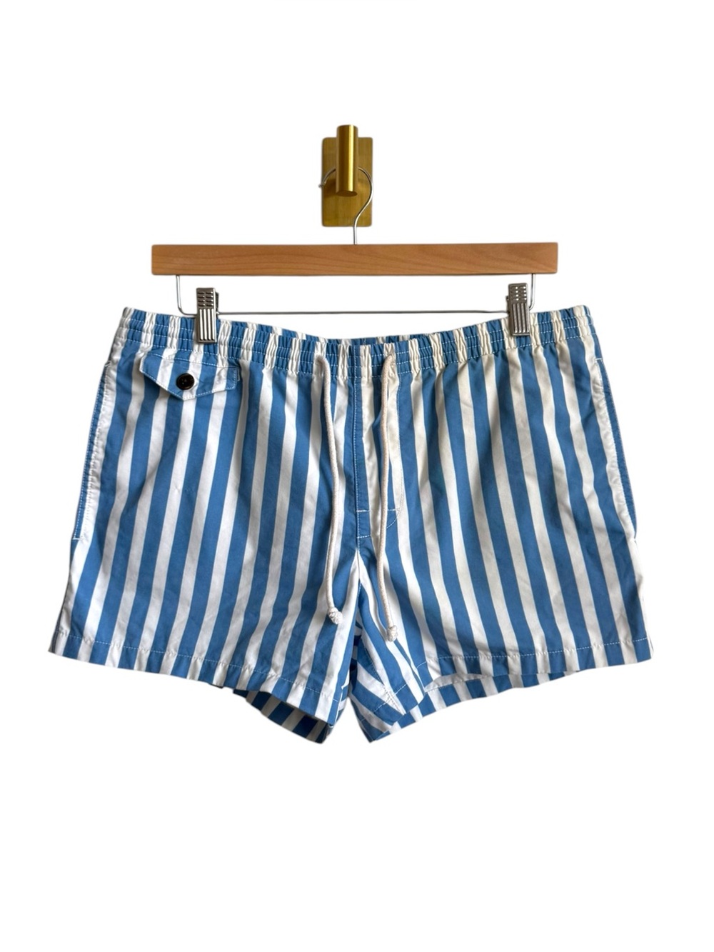 Club Monaco Men's Blue White Striped Swim Trunks Shorts Size M